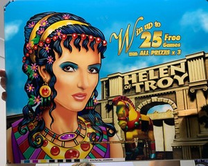 OLD POKER MACHINE TOP & BELLY PLEXIGLASS HELEN OF TROY "Aristocrat Aust"