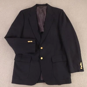 VTG Hopsack Jacket M Blue Polyester Wool 1/4 Lined Summer Blazer Sport Coat 40R - Picture 1 of 15