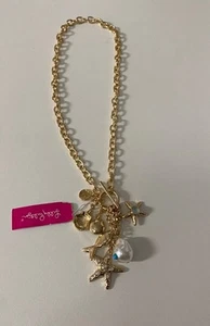 NEW Lilly Pulitzer Gold Necklace Shells Fish Baubles Pearl - Picture 1 of 1