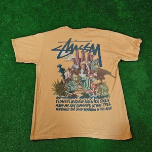 Stussy T-shirt Mens medium psychedelic peach orange graphic print vintage 90s - Picture 1 of 11