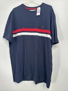 NAUTICA Men’s Navy Stripe Logo Size XXL T-Shirt New - Picture 1 of 5