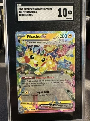2024 Pokemon SSP EN-Surging Sparks Pikachu EX #057 SGC 10 - Image 1 of 2