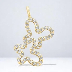 0.19ct Natural Diamond Butterfly Pendant 14k Gold Everyday Animal Jewelry - Picture 1 of 9