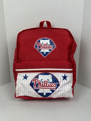 Vintage Philadelphia Phillies A.D.S. Sports Vinyl Nylon Zipper Backpack MLB 90s - Image 1 of 4