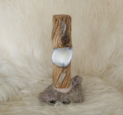Handmade Live Edge Wood Table Lamp – Scandinavian Ambient Bedside Light OOAK - Image 1 of 4