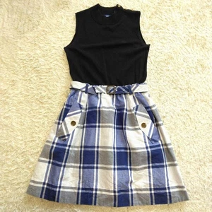 Burberry Blue Label Check Linen Blend Sleeveless Dress Belt Size 38 Used - Picture 1 of 12