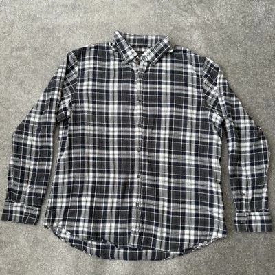 Black Brown 1826 Shirt Mens XL Blue Gray White Plaid Flannel Button Up Casual - Image 1 of 4