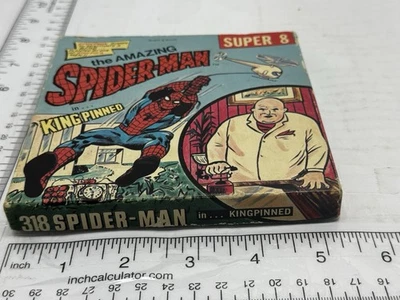 VINTAGE RARE AMAZING SPIDER MAN SUPER 8 FILM, B&W, KEN FILM #318, KINGPINNED - Image 1 of 4