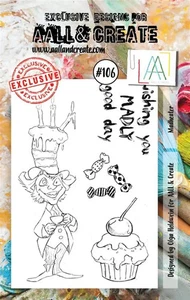 AALL and Create Olga Heldwein  3" x 4" Clear Stamps Mad Hatter #106 - Picture 1 of 4