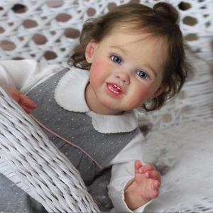 Muñeca bebé renacida pintada de 30" niña pequeña enraizada a mano tela de pelo corto cuerpo regalo - Imagen 1 de 2