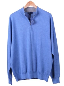 NWT $378 Peter Millar Crown Crafted Blue CASHMERE 1/4 Zip Jumper Sweater XXL NEW - Picture 1 of 9