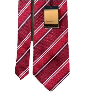Ermenegildo Zegna Krawatte 100 % Seide rot diagonal gestreift hergestellt in Italien neu mit Etikett - Bild 1 von 10