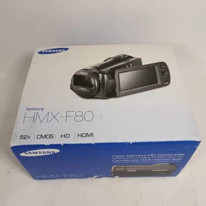 Samsung HMX-F80 Camcorder 52x Zoom HD Black USB Charger, Video Cable, Manual - Picture 1 of 24