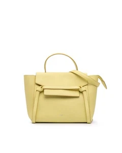 Preloved Celine Small Cabas Pastel Yellow Leather Handbag Women Messenger Bags - Picture 1 of 11