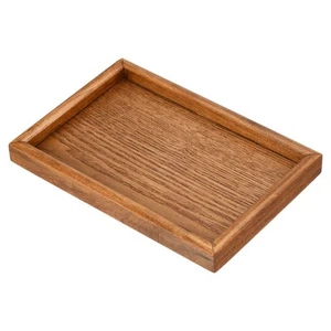 9x6" Wood Serving Tray Rectangle Decorative Platter Home Kitchen Table, Brown - Picture 1 of 7