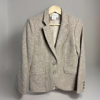 Blazer Collegian of California De Colección Tweed Mezcla de Lana 3/4 Beige Neutro Tostado Elegante Foto 1 de 4