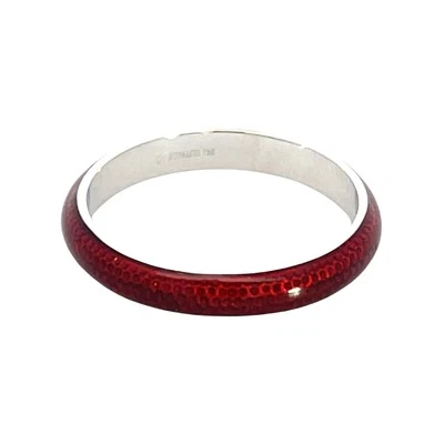 Banda de eternidad Hidalgo de oro blanco de 18 quilates esmalte rojo macizo Foto 1 de 4