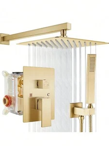 Shower Faucet Set Rainfall Wall Mounted Shower Head Combo Set-Lightning Deals - Picture 1 of 24