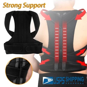 For Men/Women Adjustable Posture Corrector Low Back Support Shoulder Brace Belt - Picture 1 of 19