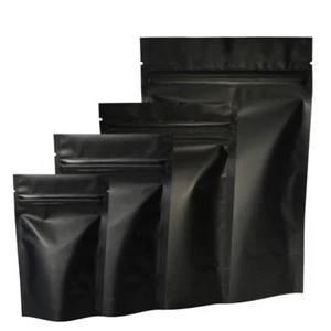 100 bolsas de golosinas de papel de Mylar negras mate seguras para alimentos, bolsas de bocadillos resellables - Imagen 1 de 16