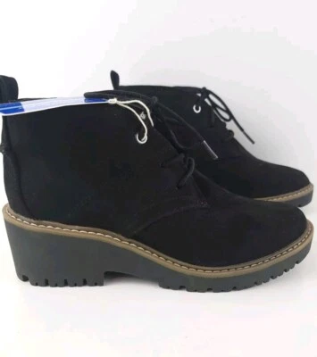 White Mountain Women's 8M Lace Up Booties Black Cushioned Leather - Image 1 of 4