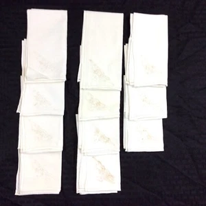 Vintage White Linen Cutwork Embroidered Floral Straight Edge Napkins Lot of 11 - Picture 1 of 14