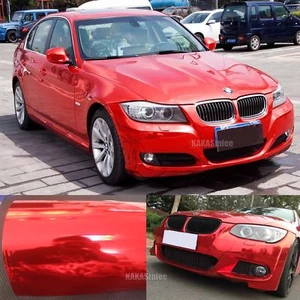 Hoja de pegatinas elástica hazlo tú mismo pieza roja de automóvil espejo brillante cromado vinilo - AB - Imagen 1 de 8