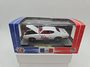 M2 Macchine Auto Drags 1969 Pontiac GTO Pep Ragazzi Bianco INSEGUIMENTO NUOVO (cestino#1) - Foto 1 di 6