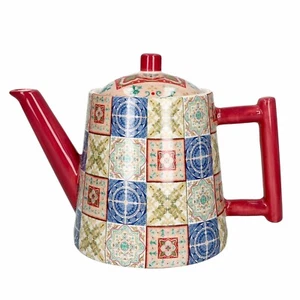 Jameson&Tailor Retro-Kanne 1L Fliesenmosaik rot Kaffee Tee | Restposten A-402 - Bild 1 von 1