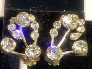 ORECCHINI VINTAGE AUSTRIA CRISTALLO CLIP TONO ARGENTO ULTRA LEGGERO 1"L X 13/16" W - Foto 1 di 12