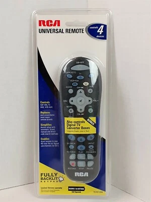 RCA Universal Remote Control Fully Backlit Keypad RCR412BN Controls 4 Device NEW - Image 1 of 3