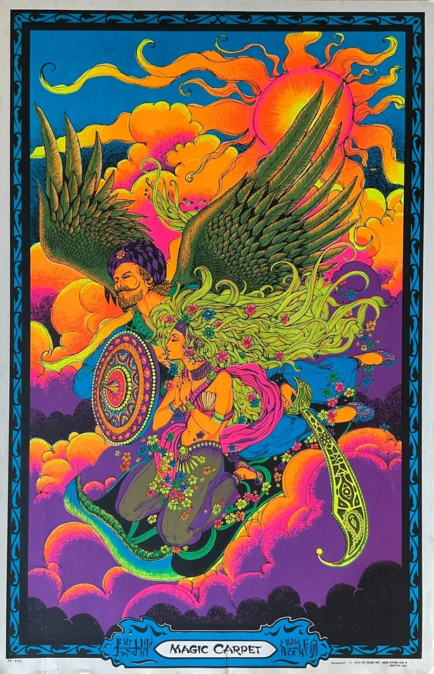 Magic Carpet Original Vintag e Blacklight Poster 25 X 40 - Image 1 of 2