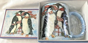 LANG  "Penguins" 24 oz. Snowy Ceramic Mug Artwork by Susan Winget NEW w/box - Picture 1 of 5