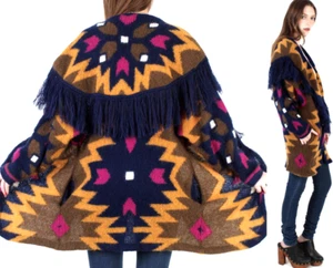 Cárdigan Suéter Mohair De Colección Años 90 De Gran Tamaño M Flecos Suroeste Difuso - Imagen 1 de 17