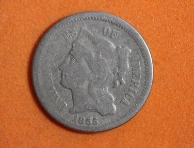 Estate Find 1865 - Three Cent Nickel!!  #K35192 - Image 1 of 2