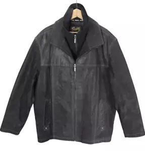 Scully Double Collar Jacket Coat Mens Large Black Suede Leather Quilted Lining - Picture 1 of 22