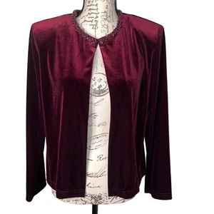 Jessica Howard size 10 velvet beaded collar padded vintage USA cardigan NWT - Picture 1 of 11
