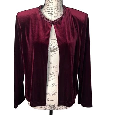 Jessica Howard size 10 velvet beaded collar padded vintage USA cardigan NWT - Image 1 of 4