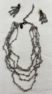 Erickson Balken Glasperlen Multi-Strang Latz Halsband Halskette Ohrringe (wie besehen) Set - Bild 1 von 9