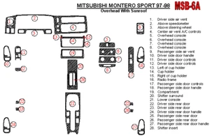 FOR Mitsubishi Montero Sport 97-98 BRUSHED ALUMINUM SET INTERIOR DASH TRIM KIT - Picture 1 of 4