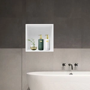 Estante de almacenamiento de ducha empotrado de acero inoxidable blanco organizador de ducha de baño EE. UU. - Imagen 1 de 13