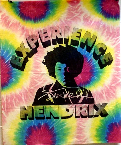 "JIMI HENDRIX"-Screen-Printed/Banner /Tapestry/Flag 40"x46" on Tie-dye fabric Cover