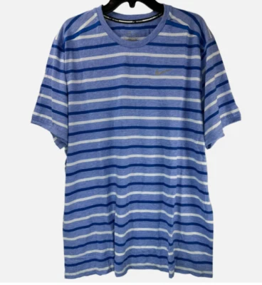 Camiseta para correr Nike Tailwind a rayas manga corta azul/blanco talla múltiple para hombre Foto 1 de 4