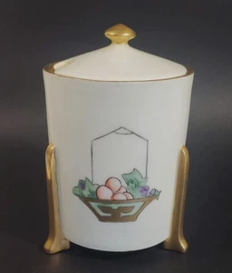 Hand Painted Thomas Bavaria Art Deco Porcelain Jam Pot Fruit Basket Gold c. 1930 - Picture 1 of 15