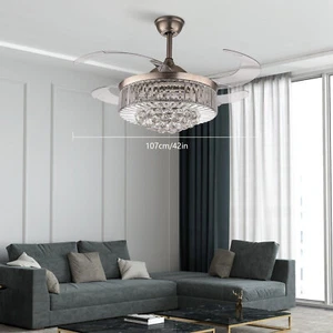 Modern Ceiling Fan with Light Retractable Ceiling Fan Light Ceiling Fan Light US - Picture 1 of 21