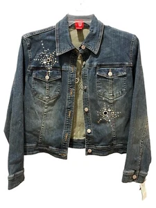 Very Vera NWT Denim Light Wash Jean Jacket With Embellishments Women's Size XL - Picture 1 of 2