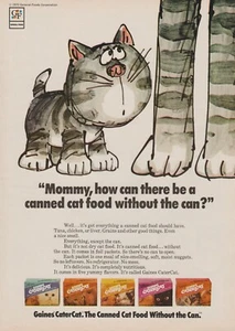 1970 Gaines CaterCat Cat Food - Kitten, "Mommy" - Cartoon Art - Print Ad Photo - Picture 1 of 1