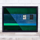 Blinds Architecture Abstract Windows Green Blue Lines Angles Graphic Art Print