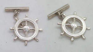 Gemelli TIMONE in ARGENTO 925 - marina - nautica - cerimonia - misura grande - - Imagen 1 de 2