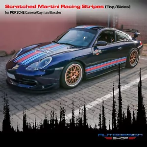 Gekratzte Martini Rennstreifen für Porsche Carrera / Cayman / Boxster jede Karosserie - Bild 1 von 3